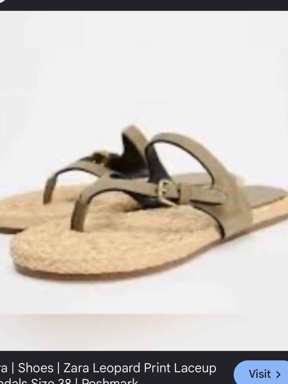Zara Olive Green Toe-Post Buckle suede Sandals